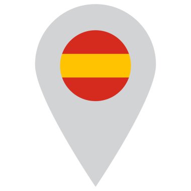 İspanya lokasyon simgesi. İspanya bayrak haritası pin ikonu vektörü. İspanya bayrağıyla harita işaretleyici