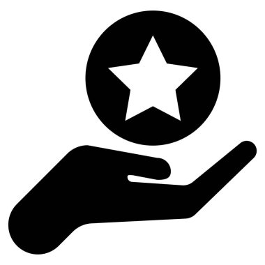 El ele tutuşan yıldız ikonu. Yıldız el ikonudur. En iyi rütbe sembolü. Kalite işareti. Vektör illüstrasyonu