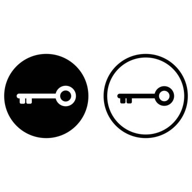 Anahtar simgesi beyaz arkaplanda izole edilmiş iki şekilde ayarlandı. Klasik anahtar simgesi vektörü