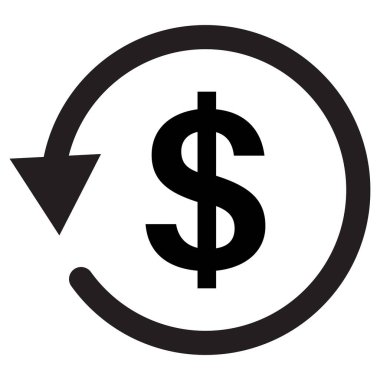 Para iadesi ikonu. Para iade simgesi. Nakit simge vektörü