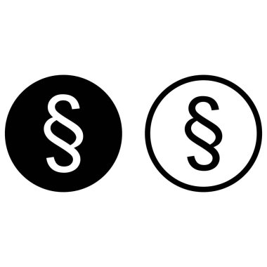 Paragraf simgesi beyaz arkaplanda izole edilmiş iki şekilde ayarlandı. Paragraf sembol vektörü