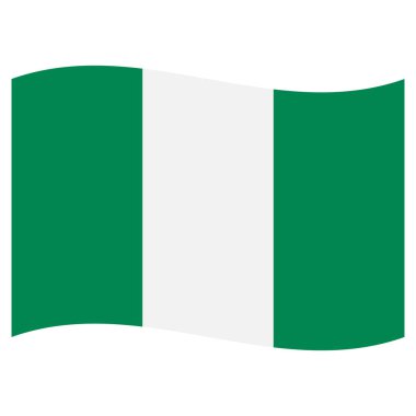 Beyaz arka planda Nijerya bayrağı sallıyordu. Nijerya bayrağı. Vektör illüstrasyonu