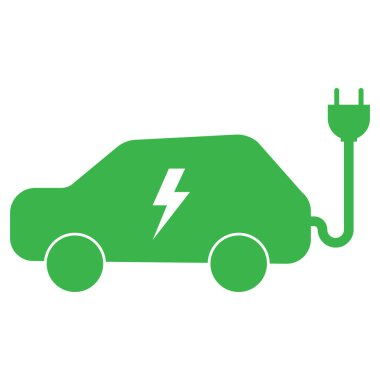 Fiş sembollü elektrikli araba simgesi. Yeşil elektrikli araba ikonu. EV araba simgesi vektörü