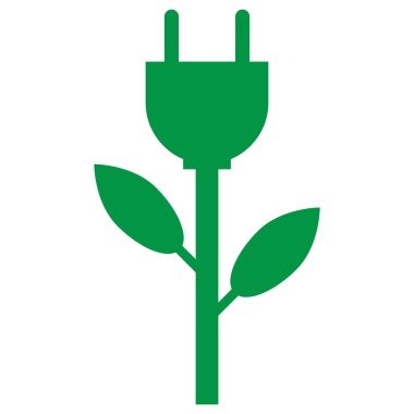 Beyaz arkaplanda yeşil güç ikonu izole edildi. Ekolojik logo. Vektör illüstrasyonu