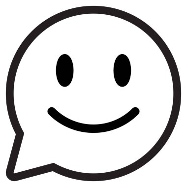 Gülen yüz ikonuyla konuşma balonu. Gülen surat ikonu. Gülen yüz konuşma balonu vektörü