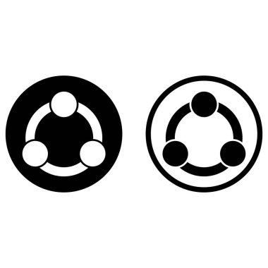 İşbirliği simgesi beyaz arkaplanda izole edilmiş iki şekilde ayarlandı. Vektör illüstrasyonu