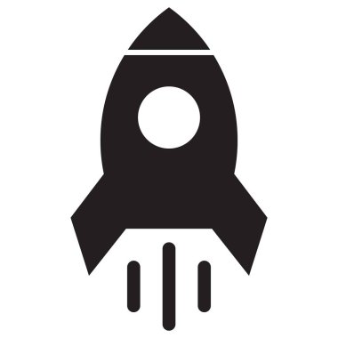 Roket simgesi beyaz arkaplanda izole edildi. Uzay gemisi fırlatma ikonu. Uzay roket simgesi vektörü