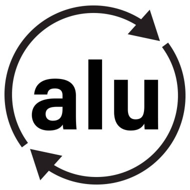 Geri dönüşümlü alüminyum işareti. Alüminyum geri dönüşüm sembolü ALU. Vektör illüstrasyonu