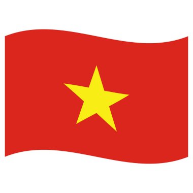 Beyaz arka planda Vietnam bayrağı sallıyordu. Vietnam bayrağı ikonu. Vektör illüstrasyonu