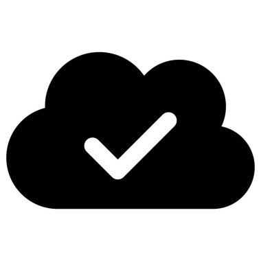 Bulut kontrol simgesi. Beyaz arkaplanda izole edilmiş kontrol simgesine sahip bulut. Vektör illüstrasyonu