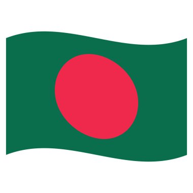 Beyaz arka planda Bangladeş bayrağı dalgalandırmak. Bangladeş Ulusal Bayrağı. Vektör illüstrasyonu