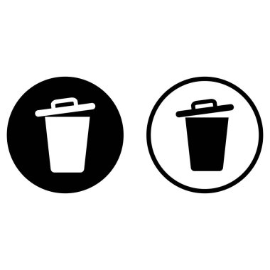 Çöp simgesi beyaz arkaplanda iki şekilde izole edildi. Çöp kutusu simgesi. Çöp kutusu simgesi vektörü