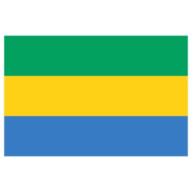 Gabon bayrağı beyaz arka planda izole edildi. Gabon 'un ulusal bayrağı. Vektör illüstrasyonu