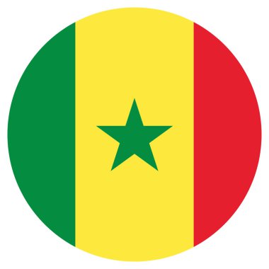 Senegal bayrağı, Senegal bayrağı. Senegal bayrak düğmesi. Vektör illüstrasyonu