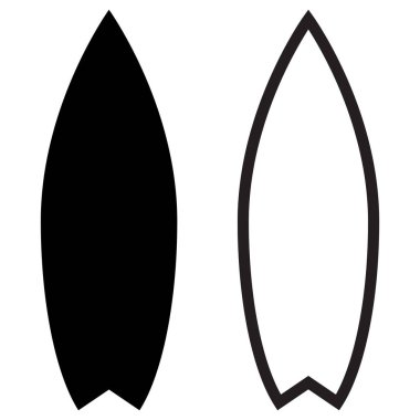 Sörf tahtası simgesi beyaz arkaplanda izole edildi. Sörf ikonu. Vektör illüstrasyonu