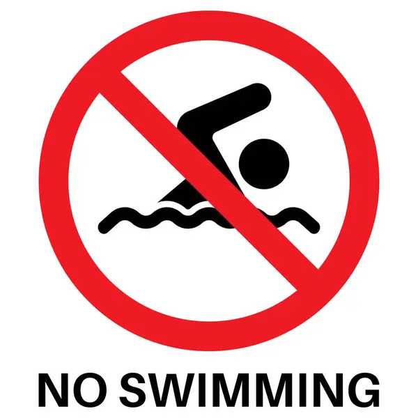 Stock vector No swimming sign with text . Swimming not allowed sign . Do not swim icon . Vector illustration