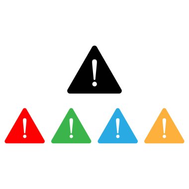 Renkli ünlem işareti. Dikkat uyarı simgesi. Uyarı işareti. Dikkat sembolü vektörü