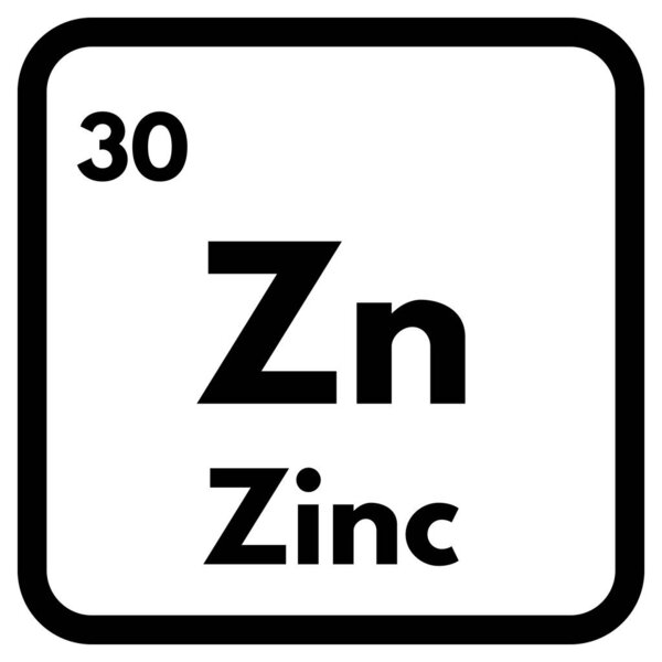 Значок химического элемента цинка выделен на белом фоне. Вектор значка цинка