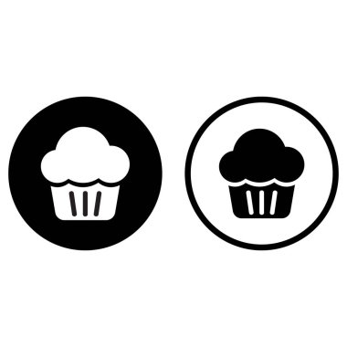 Kek simgesi beyaz arkaplanda izole edilmiş iki şekilde ayarlandı. Vektör illüstrasyonu