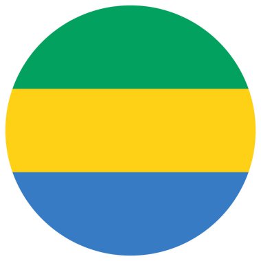 Gabon bayrağı. Gabon dairesi şekli. Gabon bayrağı düğmesi. Vektör illüstrasyonu