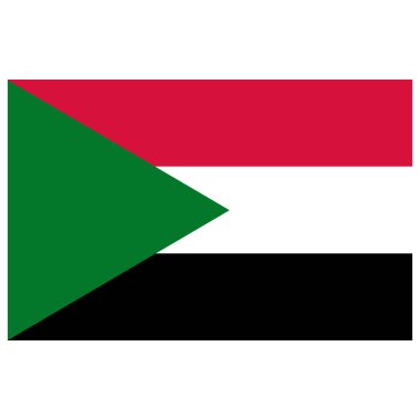 Sudan bayrağı beyaz arka planda izole edildi. Sudan Ulusal Bayrağı. Vektör illüstrasyonu