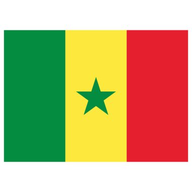 Senegal bayrağı beyaz arka planda izole edildi. Senegal 'in ulusal bayrağı. Vektör illüstrasyonu