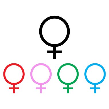 Farklı renklerde renkli kadın simgesi. Kadın simge vektörü