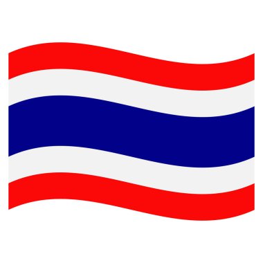 Beyaz arka planda Tayland bayrağı dalgalandırmak. Tayland bayrağı dalgalanıyor. Vektör illüstrasyonu