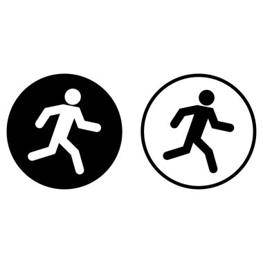 Koşan Adam simgesi iki şekilde ayarlandı. Koşucu simgesi. Adam hızlı simge vektörü çalıştırıyor