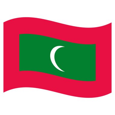 Beyaz arka planda Maldivler bayrağı dalgalandırmak. Maldivler bayrağı dalgalanıyor. Vektör illüstrasyonu