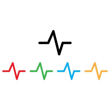 Renkli kalp atışı ikonu farklı renklerde ayarlandı. Kalp atışı ikonu. Vektör illüstrasyonu