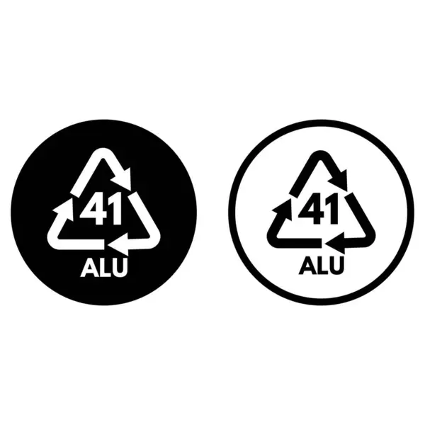 stock vector Aluminium recycling symbol ALU 41 icon set in two styles . Vector illustration