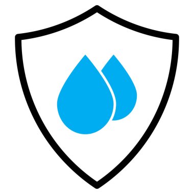 Beyaz arkaplanda izole edilmiş su geçirmez simge. Suya dayanıklı simge vektörü