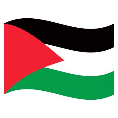 Filistin bayrağı sallıyordu. Filistin 'in dalgalı bayrağı. Filistin bayrağı dalgalanıyor. Vektör illüstrasyonu