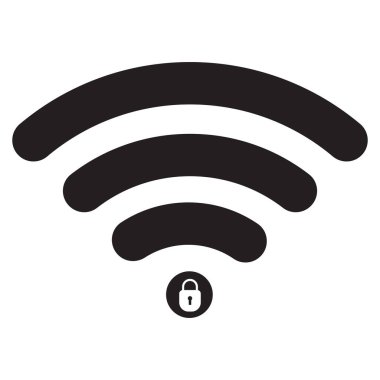 Kilitli kablosuz ağ simgesi. Bloke edilmiş kablosuz internet sinyali simgesi. Kilit simgesi vektörü olan Wifi