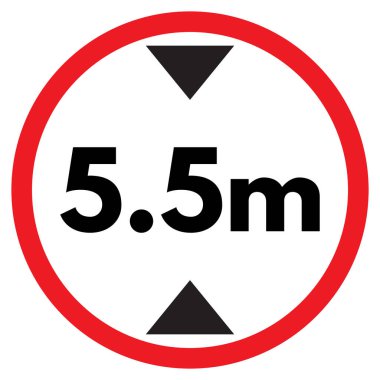 Yükseklik sınırlaması işareti. Araç maksimum yükseklik limiti 5.5 metre işareti. Vektör illüstrasyonu