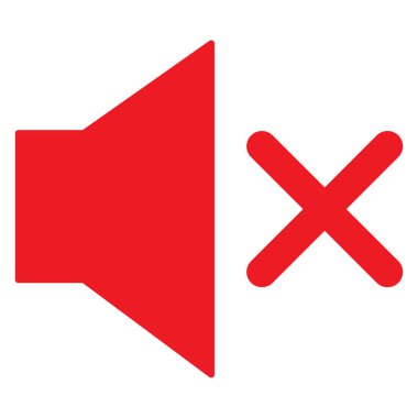 Kırmızı dilsiz simgesi. Sesi kısık simge. Ses simgesi yok. Hoparlör simge vektörü kapalı