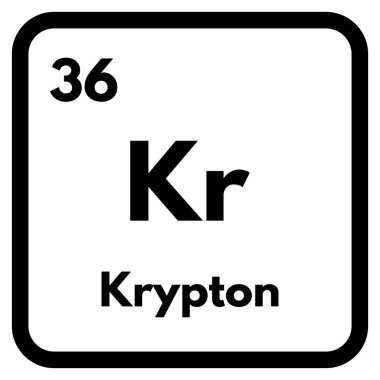 Kripton kimyasal element simgesi beyaz arka planda izole edildi. Kripton simge vektörü
