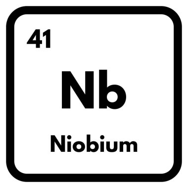 Niyobiyum kimyasal element simgesi beyaz arkaplanda izole edildi. Niyobiyum simge vektörü