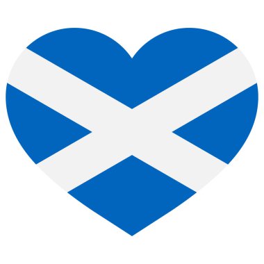 İskoçya bayrağı. İskoçya aşk sembolü. Kalp şeklinde İskoçya bayrağı. Vektör illüstrasyonu