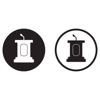 Tribün simgesi iki şekilde ayarlandı. Lider veya siyasetçi bakan ikonu için konuşma platformu. Sahne simgesi vektörü