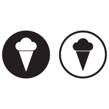 Dondurma ikonu beyaz arka planda iki farklı şekilde izole edilmiş. Vektör illüstrasyonu