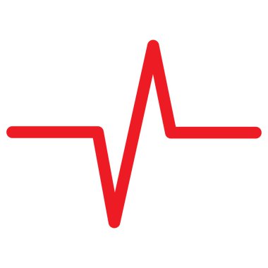 Beyaz arka planda izole edilmiş modaya uygun bir şekilde kırmızı kalp atışı ikonu. Kalp atışı kardiyogram ikonu. Vektör illüstrasyonu