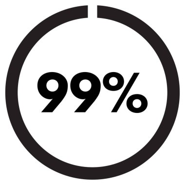 Beyaz arkaplanda% 99 'luk bir daire simgesi izole edildi. Veri çemberi simgesi yükleniyor. Vektör illüstrasyonu