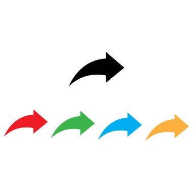 Beyaz arkaplanda farklı renklerde izole edilmiş renkli paylaşım simgesi. Simge vektörünü paylaş