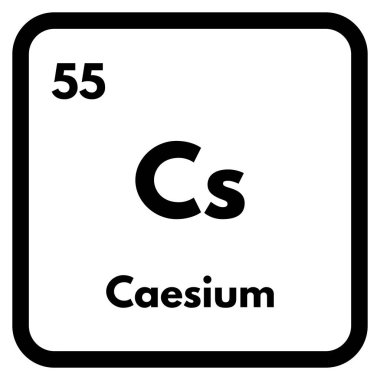Sezyum kimyasal element simgesi beyaz arkaplanda izole edildi. Sezyum simgesi vektörü