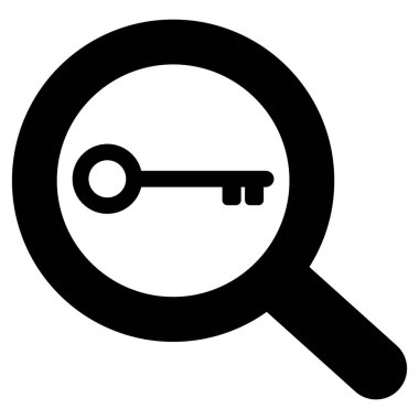 Beyaz arkaplanda anahtar arama simgesi izole edildi. Ev anahtarı arama simgesi. Vektör illüstrasyonu