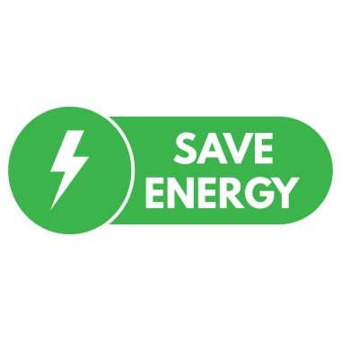 Enerji simgesini kaydet. Güç ikonlu yeşil enerji tasarruf sembolü. Vektör illüstrasyonu