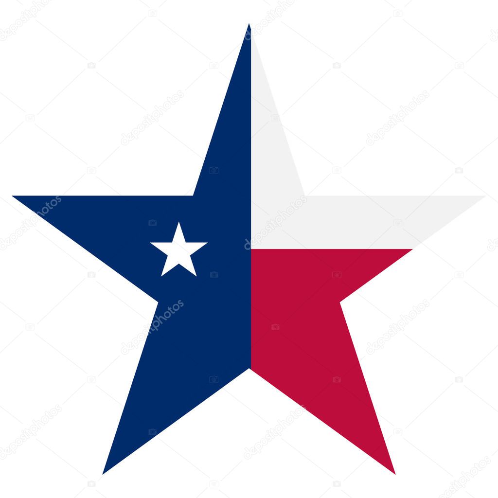 Texas flag star isolated on white background . Texas flag ibn star shape . Vector illustration