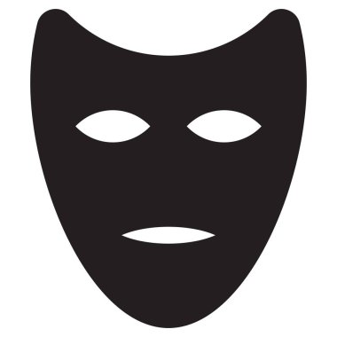 Tiyatro maskesi simgesi beyaz arkaplanda izole edildi. Maske simgesi. Vektör illüstrasyonu